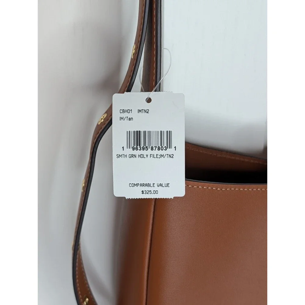 Coach Hadley Smooth Leather Turnlock File Bag - Tan, NWT $325 Retail